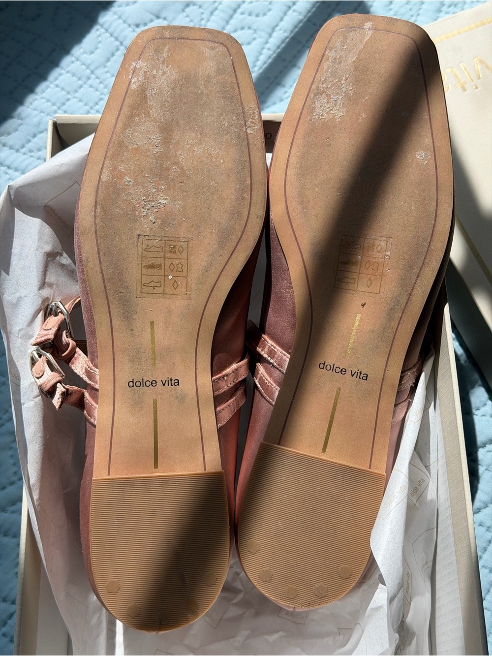 Dolce Vita Rose Gold Satin Mary Jane Flats with Bow - Picture 4 of 5